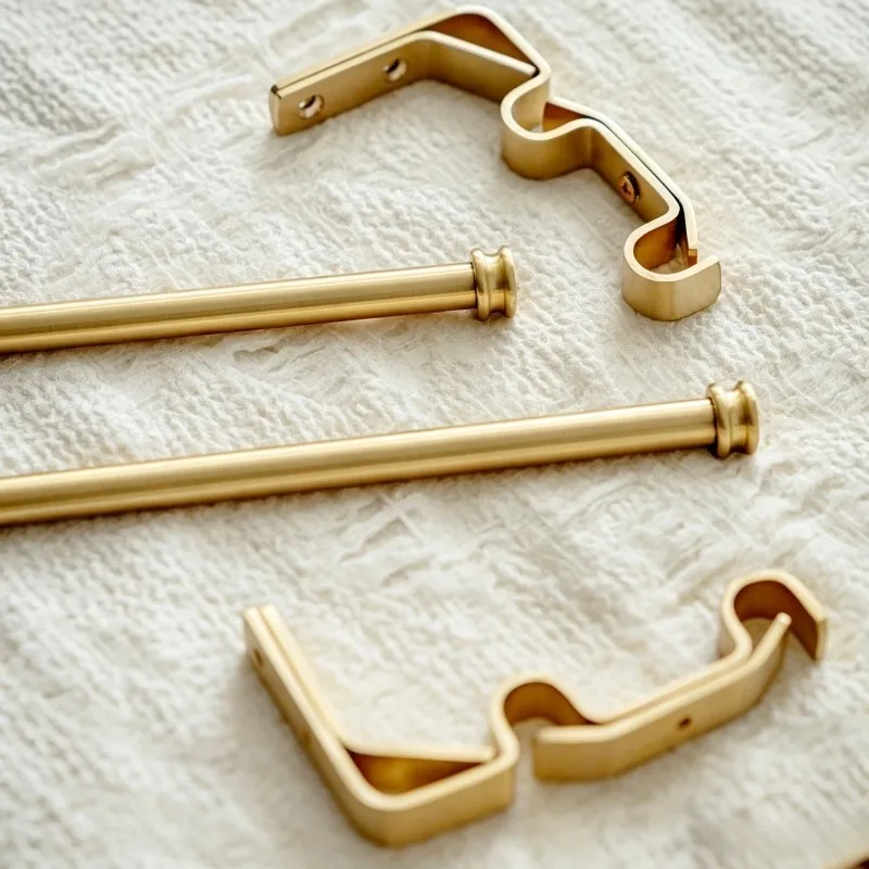 Brass Towel Rack Bathroom Wall Mount Towels Holder Luxury Modern Golden Bath Towel Rack Kitchen Dishcloth Shelf and Curtain Rod view 6