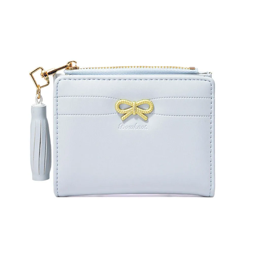 

Storage Bag Portable Bow Lady Purses Multiple Card Slot PVC Short PU Wallet Candy Color Zipper Folding Coin Purse Student