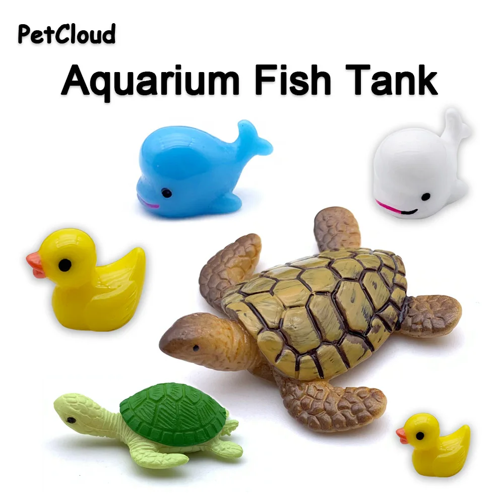 

6pcs/1set Fish Tank Ornament Turtles Ducks Whales Resin Crafts Landscape Decor Tortoise Aquarium Decoration Supplies PetCloud