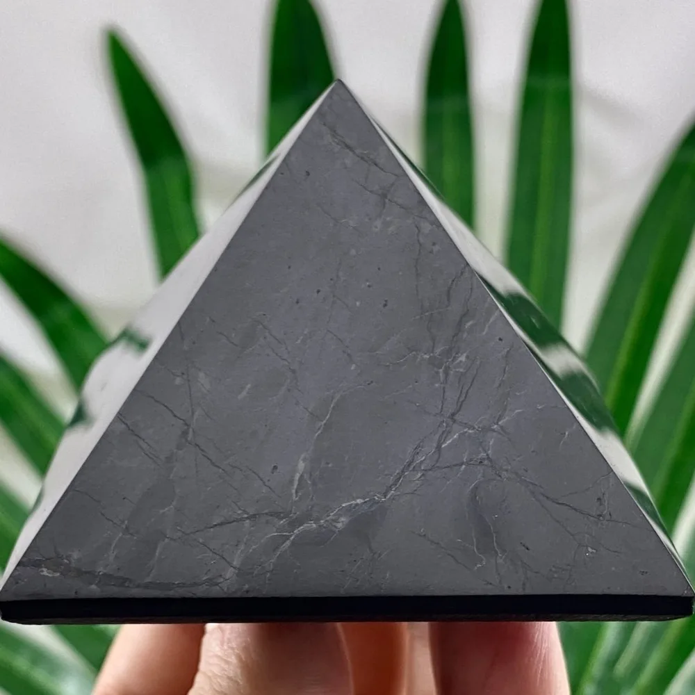 Shungite Pyramid Tower Energy Raw Gemstone Point Stone,Healing Chakra Balancing Radiation Crystal Tower Meditation Pyramid