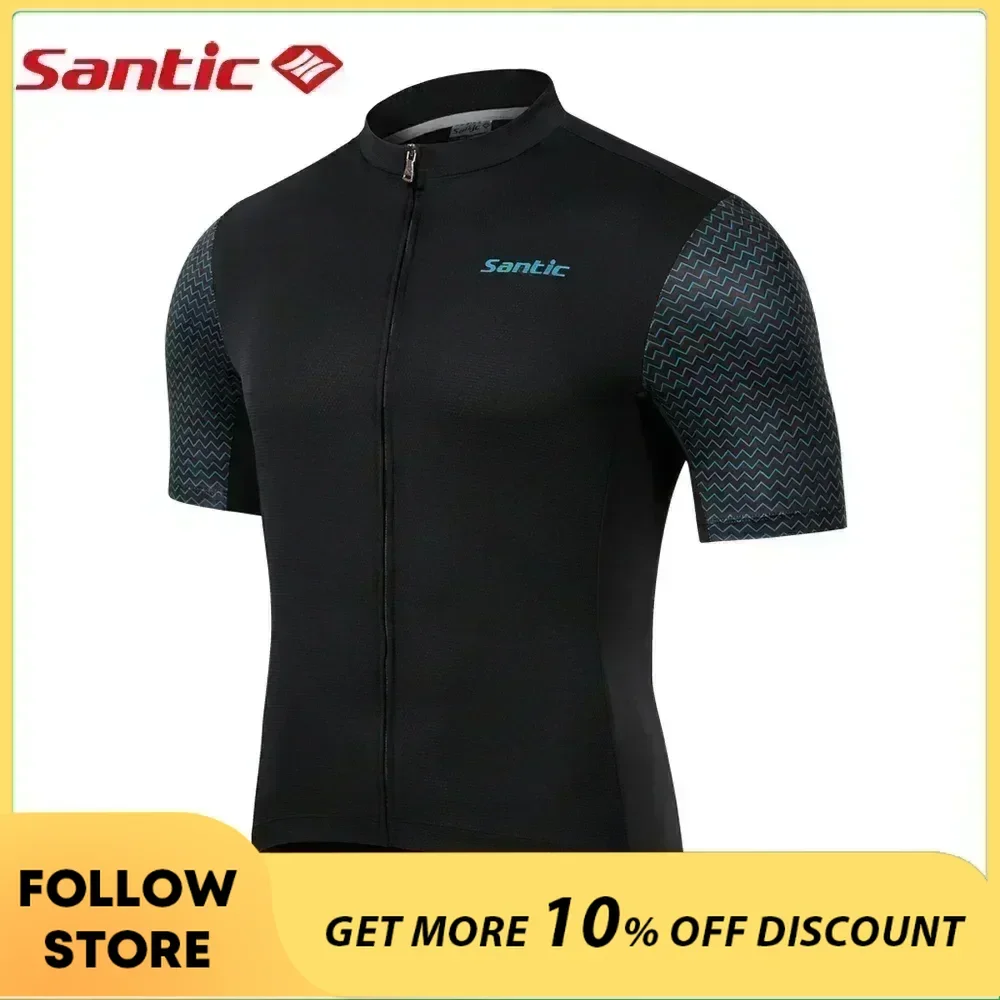 

Santic Men Cycling Jersey Summer Short Sleeve MTB Bike Shirts Full Zipper Breathable Road Bicycle Sports Clothing Asian Size