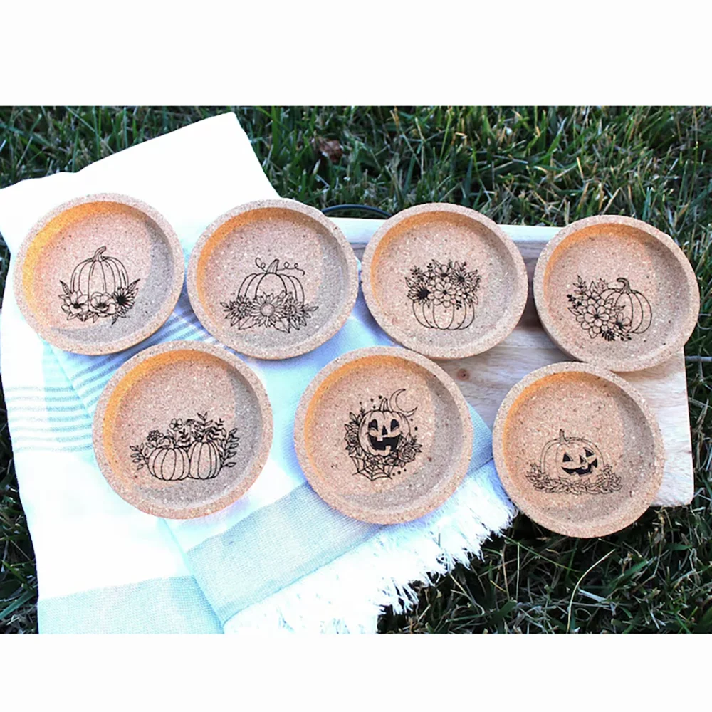 

1Pcs Halloween Pumpkin Cork Coaster Cute Party Decor Dining Table Accessories Fall Floral Pumpkin Art Spooky Season Home Items
