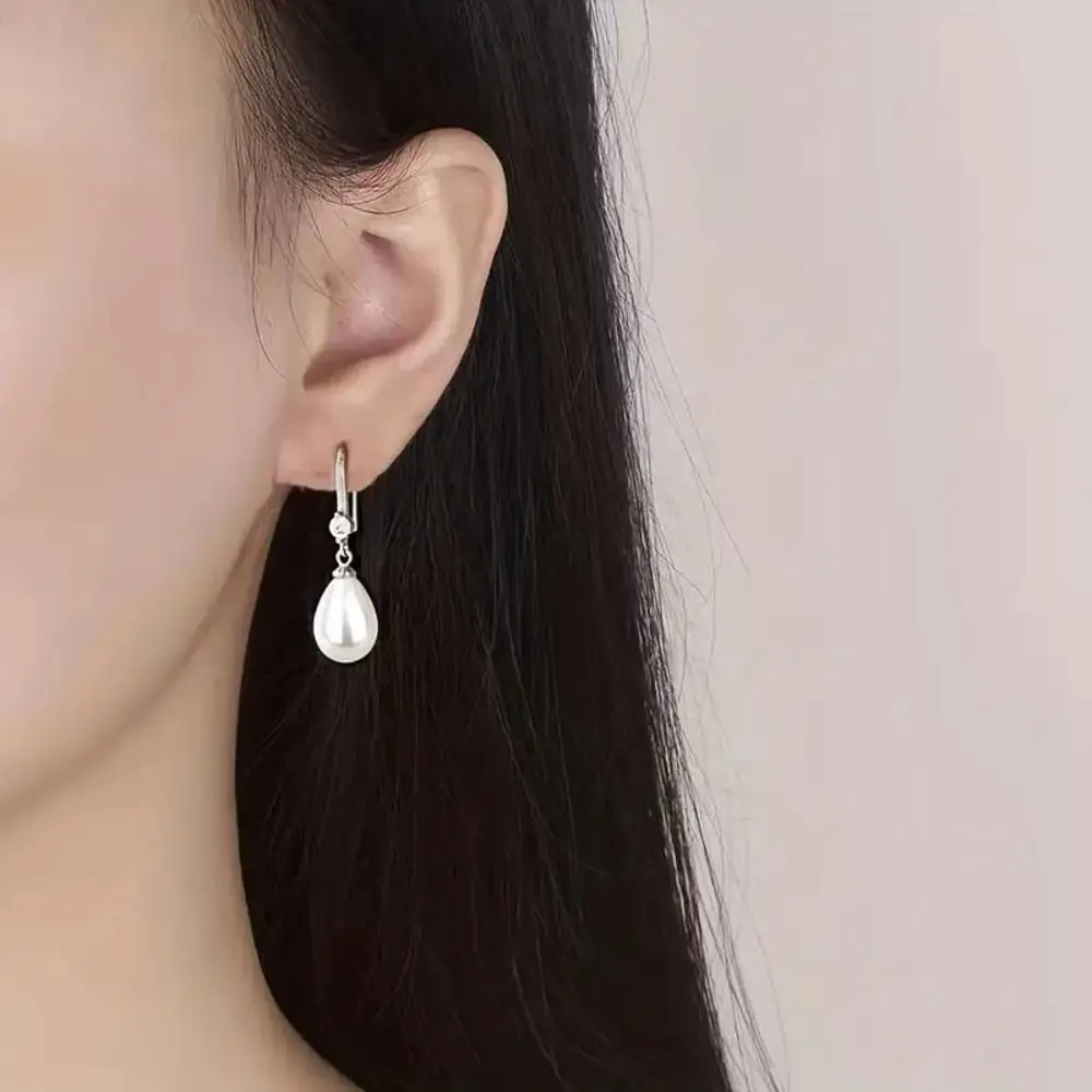 New Temperament Simple Water Drop Shape Simulation Freshwater Pearl Shell Beads Drop Earrings Female Exquisite Ear Jewelry