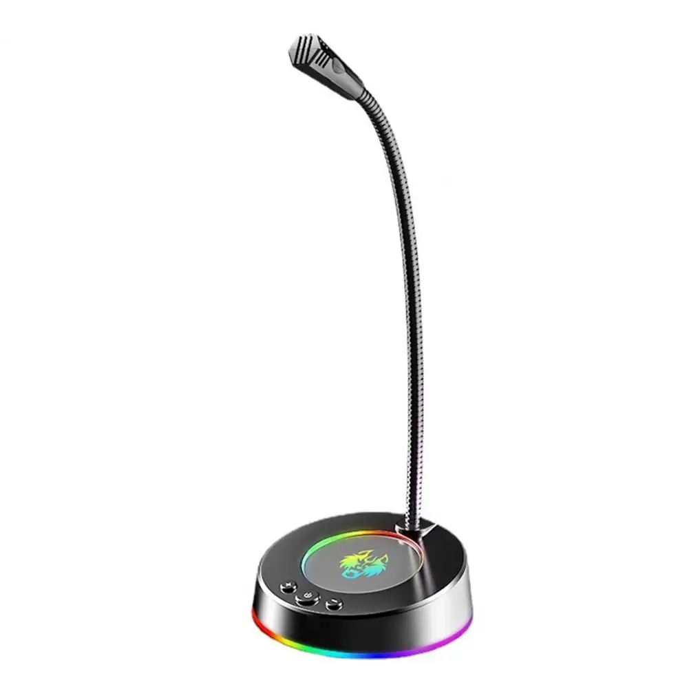 Desk Microphone 360 Degree Precise Sound-Pick-up Colorful RGB Light Professional USB 3.5mm Condenser Microphone for Meeting