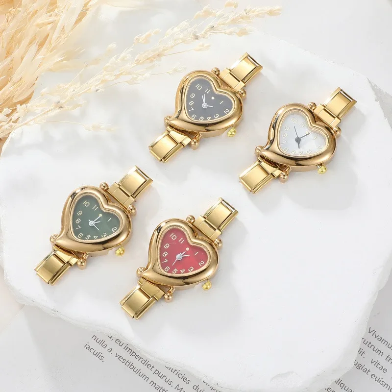 Fashion Men Women's DIY 9MM Width Italian Elastic Charm Stainless Heart Shape Watch Bracelet Bangle For Birthday Jewelry Gift
