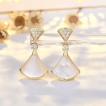 小巧裙擺耳環 女士時尚耳環 扇形貝母瑪瑙耳環 10 最佳銷售 瑪瑙耳環 - №5