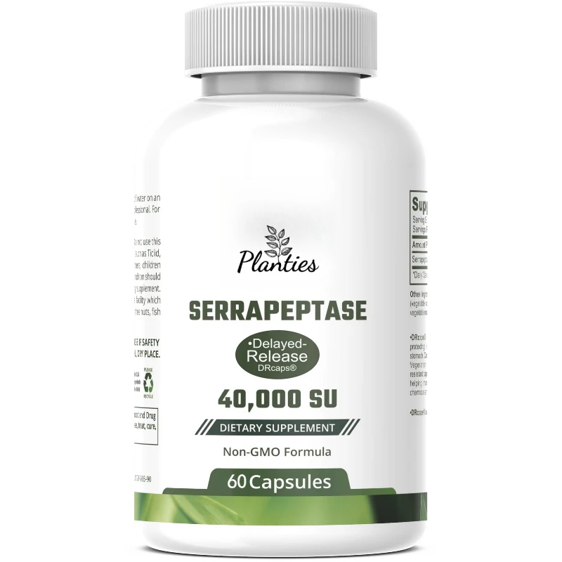 Serrapeptase - إنزيم الإصدار الممتد -60 كبسولة نباتية تحتوي على حليب وفول الصويا. #1