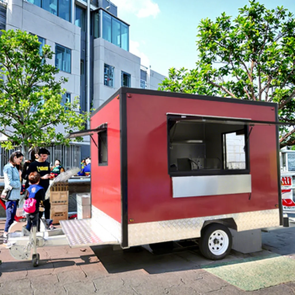 Small 3 Meters Stainless Steel Mobile Food Trailers Full Equipment Built-In Power Rust Resistant for Selling Hamburgers Fried