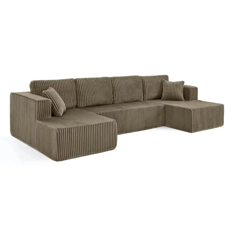 

Modular striped corduroy U-shaped modular modular sofa sofa compression sofa living room bedroom apartment set