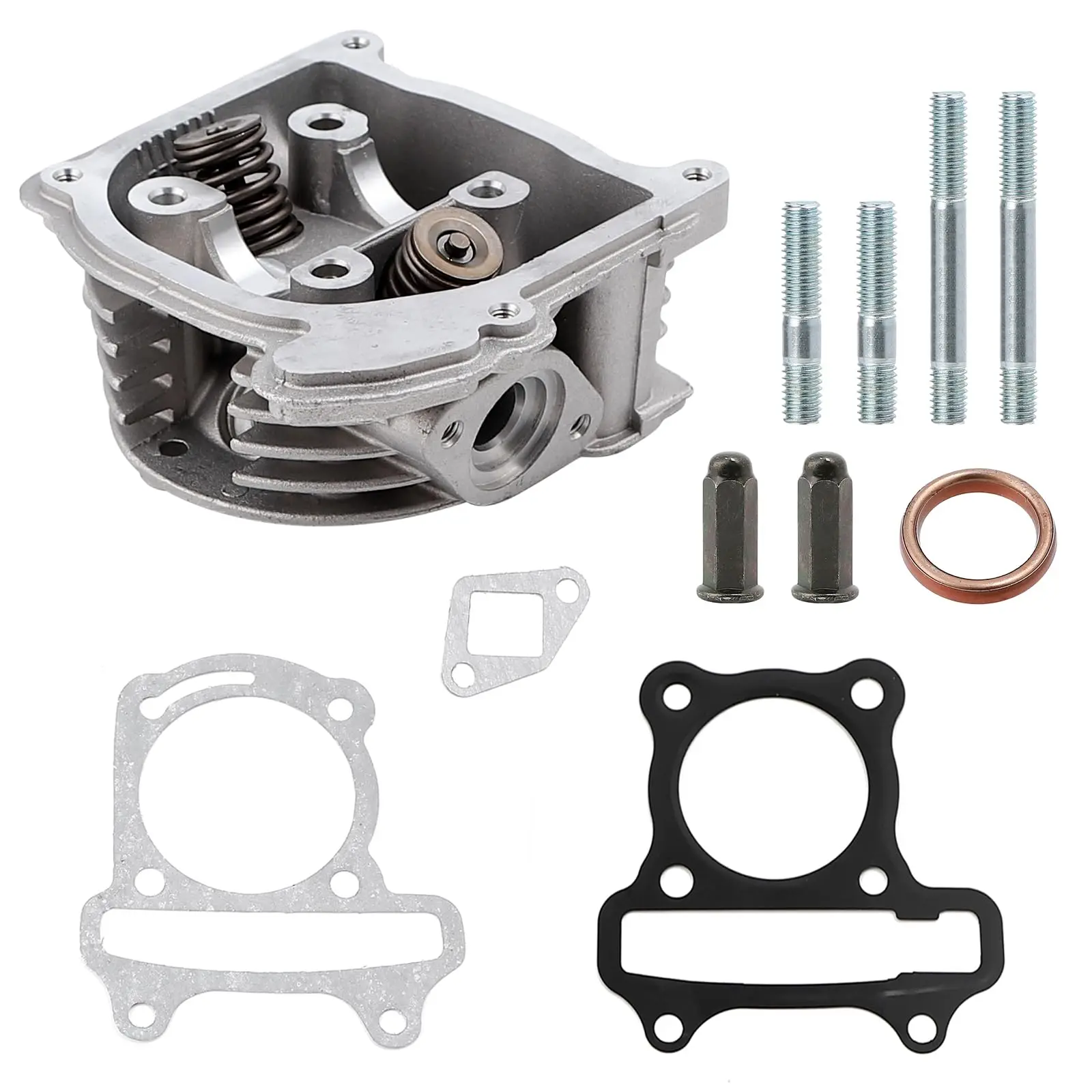 

GY6 50mm/1.97" Cylinder Head Assy with 64mm Valves Made of Aluminum Alloy,Compatible Chinese Scooter Moped ATV Go Kart 4-Stroke