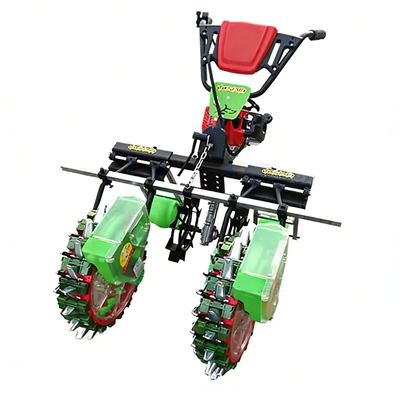 Dual-row Self-Propelled Seeder, 4HP Compact Seed Seeder, Seed and Fertilizer Combination Machine Iron-wheeled Seeder(Customized)