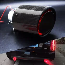 Universal Car LED Exhaust Muffler Carbon Fiber Luminous Tailpipe Car Modified Single Tail Throat Car Tools Red Light Flaming