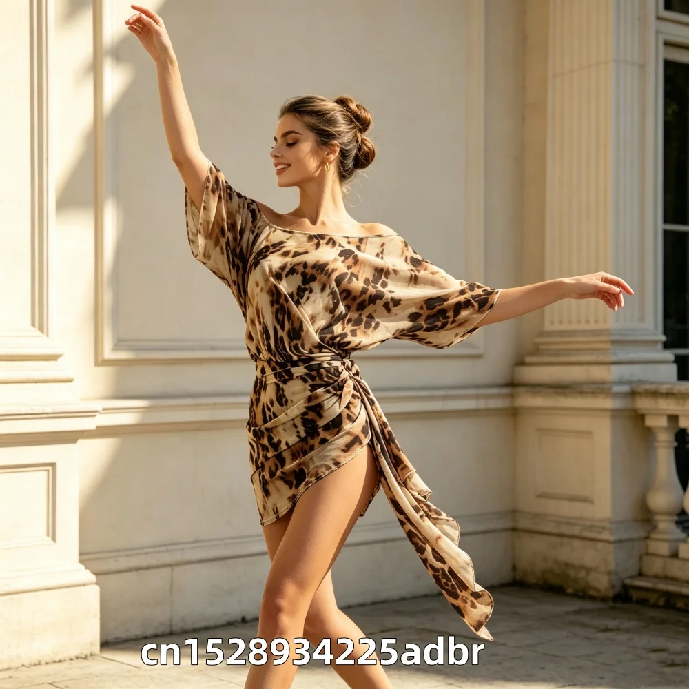 Latin Dance Performance Costumes Sexy Slanted Shoulders Dress Adult Female Rumba Tango Samba Chacha Professional Practice Outfit