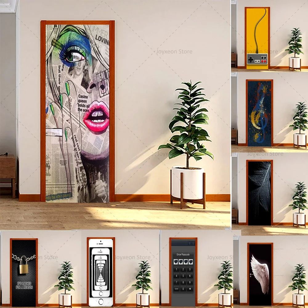 

29 Modern Door Stickers Whole Door Wrap Vinyl PVC Waterproof Self-adhesive Home Decor Poster Apartment Elevator Door Stickers