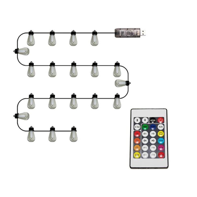 Cadena de luz para dormitorio interior, 7 metros, 20 luces + 2M LED extendido, adecuado para cadena de luz colgante