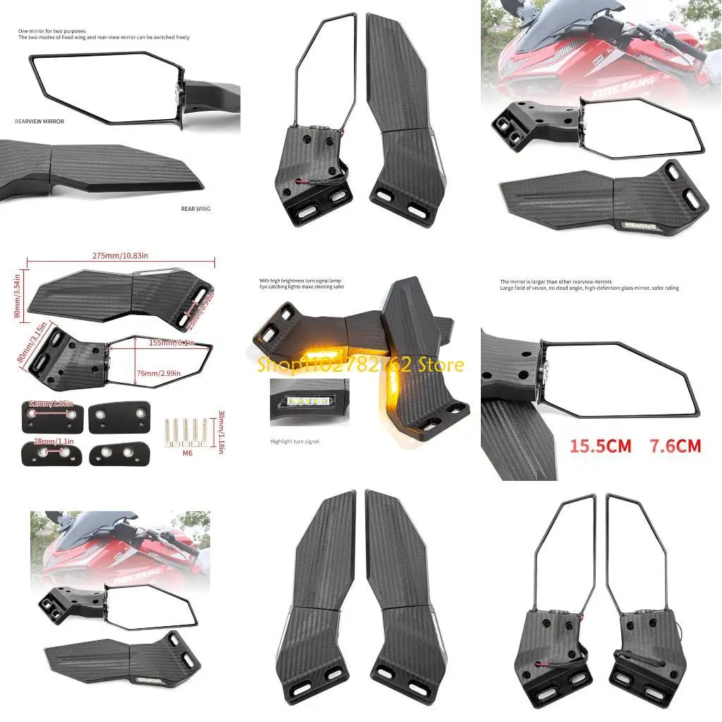 

547B Upgraded Motorcycle Rearview Mirror Motorcycle Rear View Mirror Wind Wing Adjustable Rotating for NMAX155 NINJA400