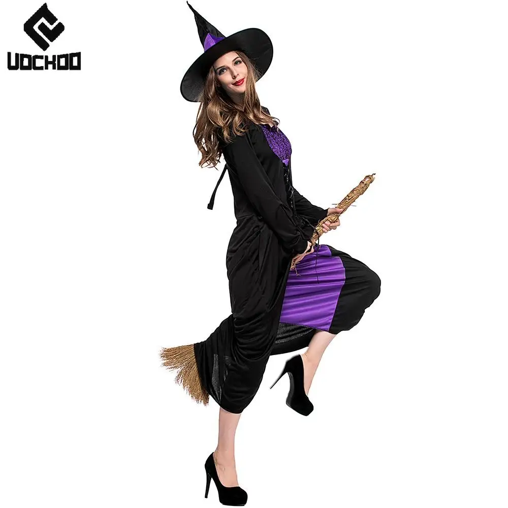 

Magician Dress Halloween Cosplay Costume Witch Gown Women Festival Outfit Day of The Dead Carnival Suit Purple Gown Evil Dress