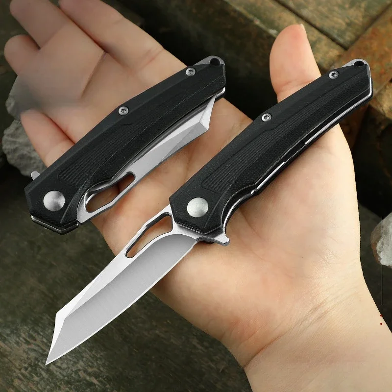 

D2 Steel Outdoor Folding Knife Portable Tactical Self-defense Knifes Mini Military Knife Camping Survival Tools G10 Handle mes