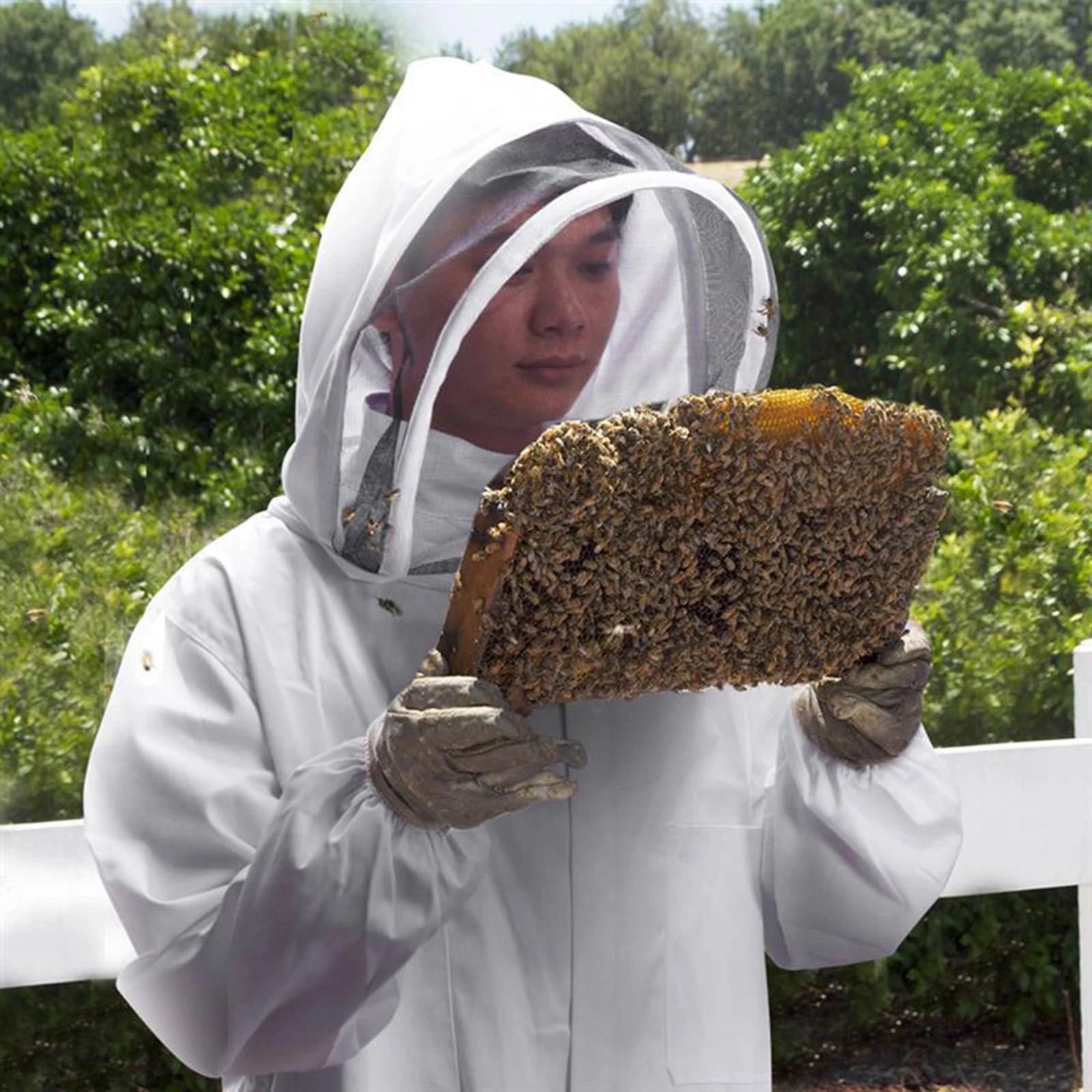 Beekeeper Outfit Beekeeping Supplies with Protective Hat Breathable Professional Beekeeping Clothes with Gloves Bee Keeper Suit