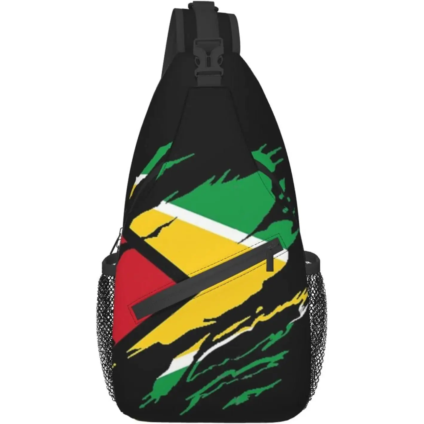 

Cute Flag Sling Backpack,Travel Hiking Daypack Guyanese Pattern Rope Crossbody Shoulder Bag for Men Women Reusable Multipurpose