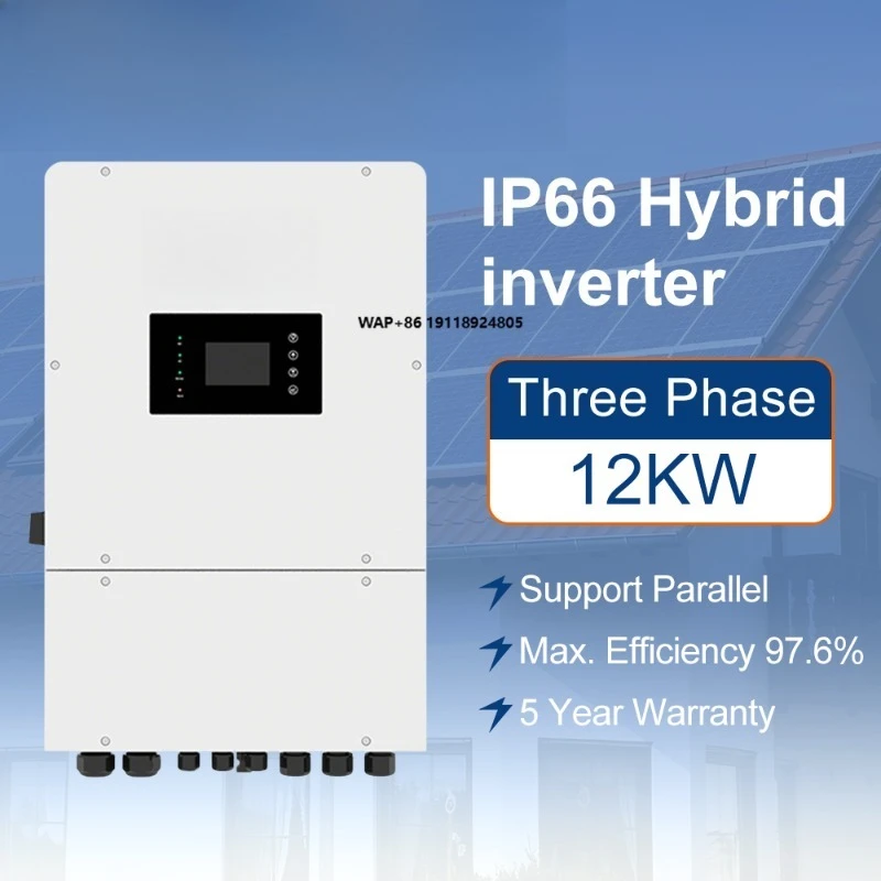 

IP65 12KW 3 Phase Hybrid Solar Inverter 48VDC Low Voltage Dual Solar Charge Controller Single Pure Sine Wave for Home