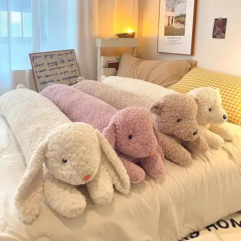 대형 토끼 몸 베개 긴 곰 귀여운 박제 동물 토끼 잠자는 쿠션 장식 몸 베개 의자 뒤로 쿠션 장식