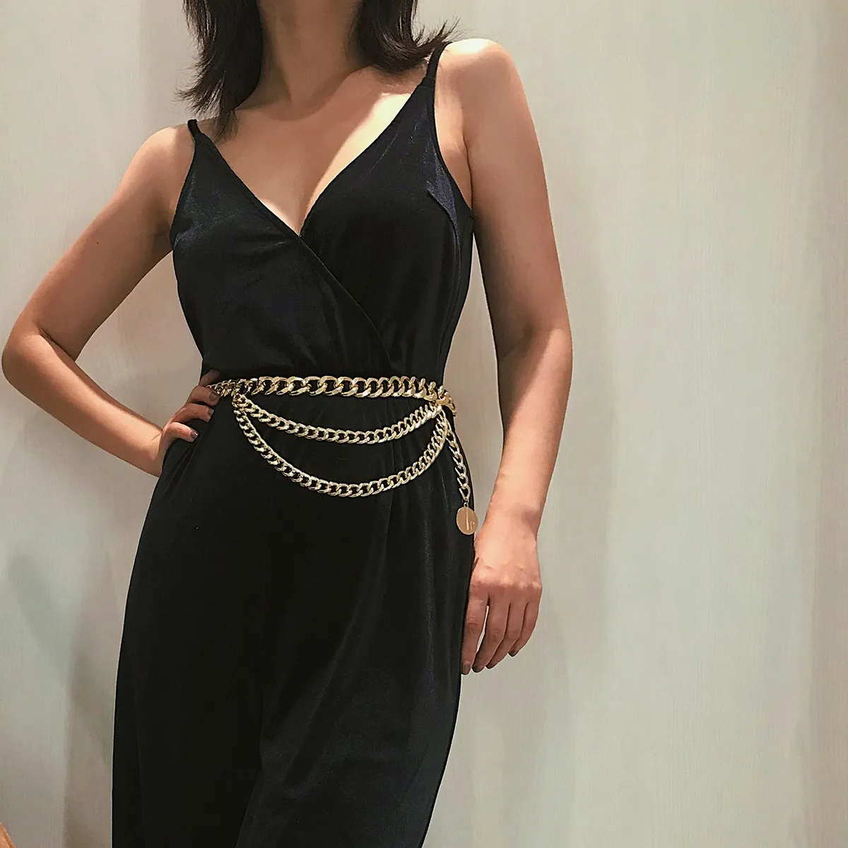Body Chain Waist Belt Vintage Bold Tassel Pendant Queen Sexy Adjustable Metal Alloy Rose Gold Tone for Women Festival Premium