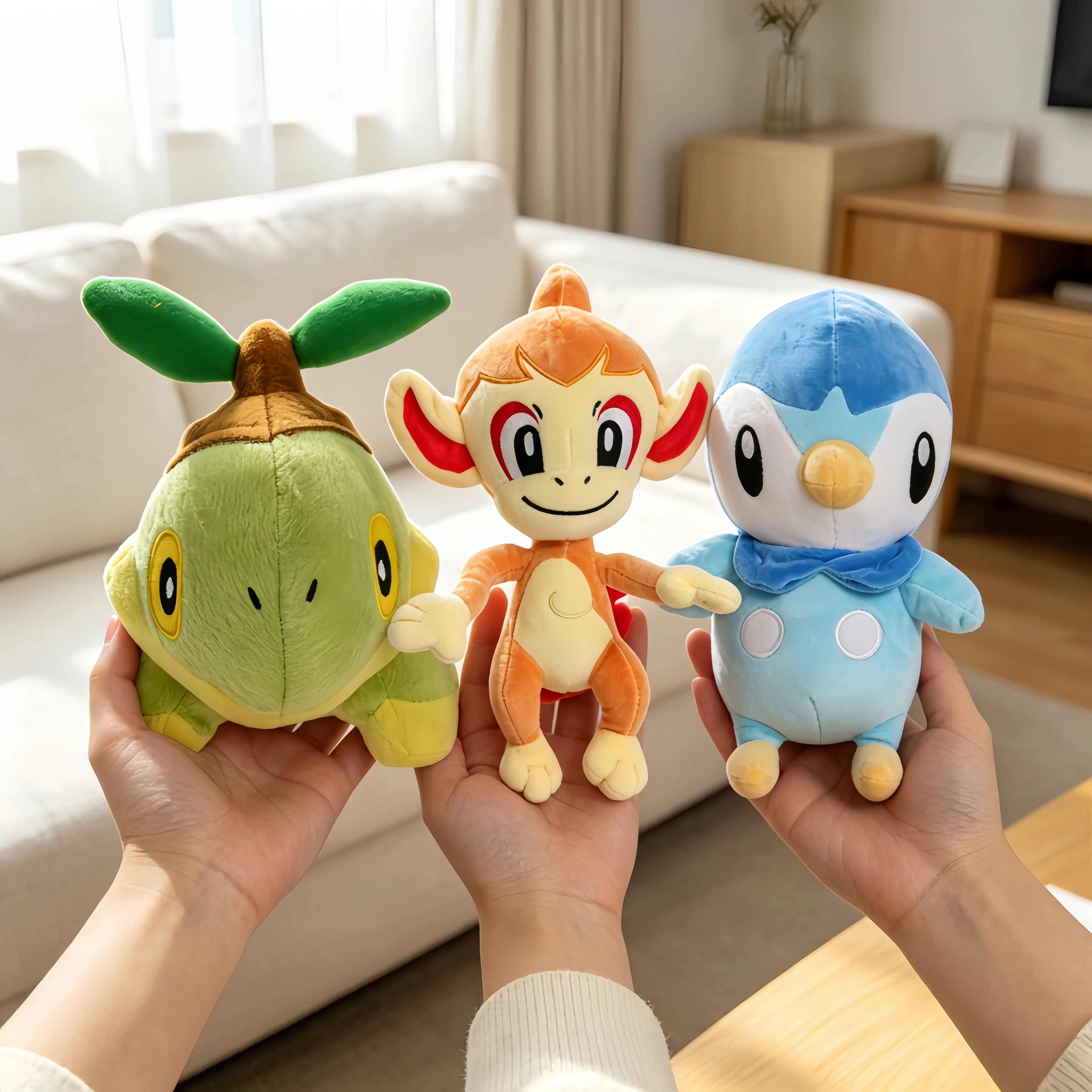 Pokemon Plüschtiere Piplup Chimchar Turtwig Kuscheltiere Cartoon Schlaf-Piplup Weiche Spielzeuge Kindergeschenk