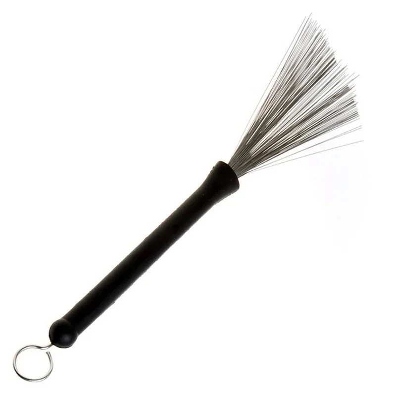 Homeland 1 Piece of Drum Brush Retractable Wire Strands Loop End Rubber Handle Jazz Black Smoothrubber Drum Brush