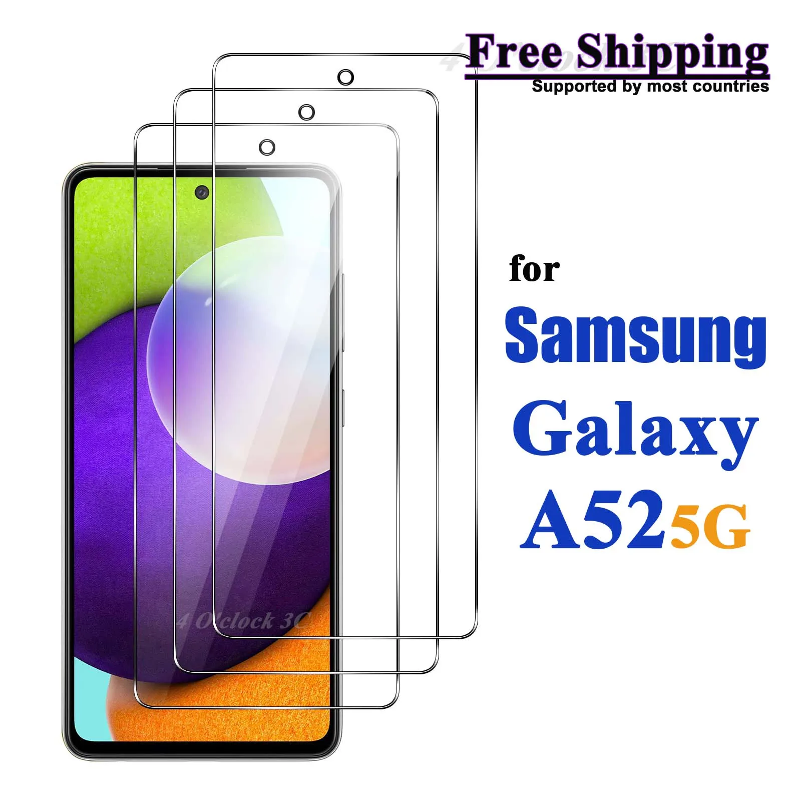 

For Samsung Galaxy A52 5G 6.5 inch Screen Protector Tempered Glass Crystal Mica 9H Protective HD Clear Transparent Anti Scratch