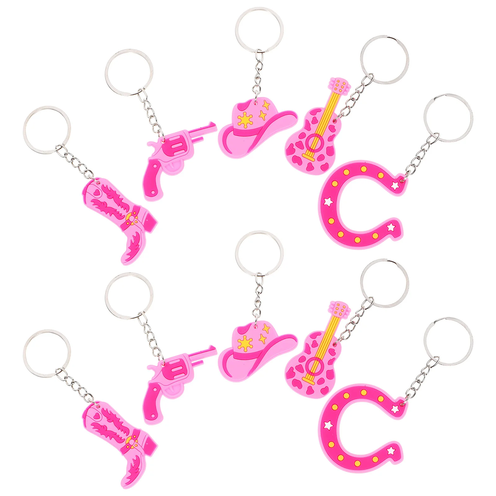 15 Pcs Souvenir Cowboy Key Chain Handbags Cowgirl Merchandise Pvc Rings Pendant