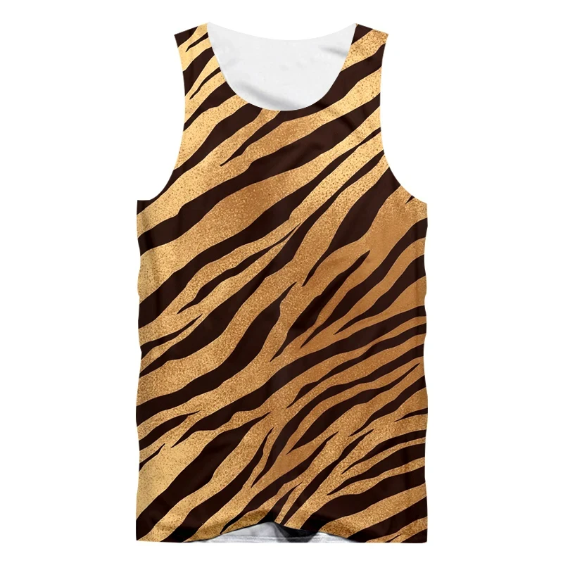 2024 New Leopard Pattern Men\'s Tank Tops 3D Printed Summer New Trendy Man Oversized Fitness Vests Unisex Sleeveless Gym Clothing