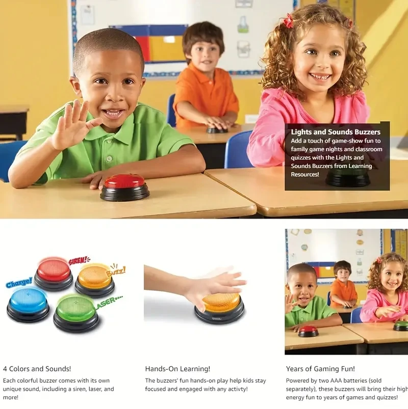 2024 Hot sale Educational Answer Buzzer Set – 4pc Interactive, Colorful Buzzers for Kids' Engaging Learning & Family Game Nights