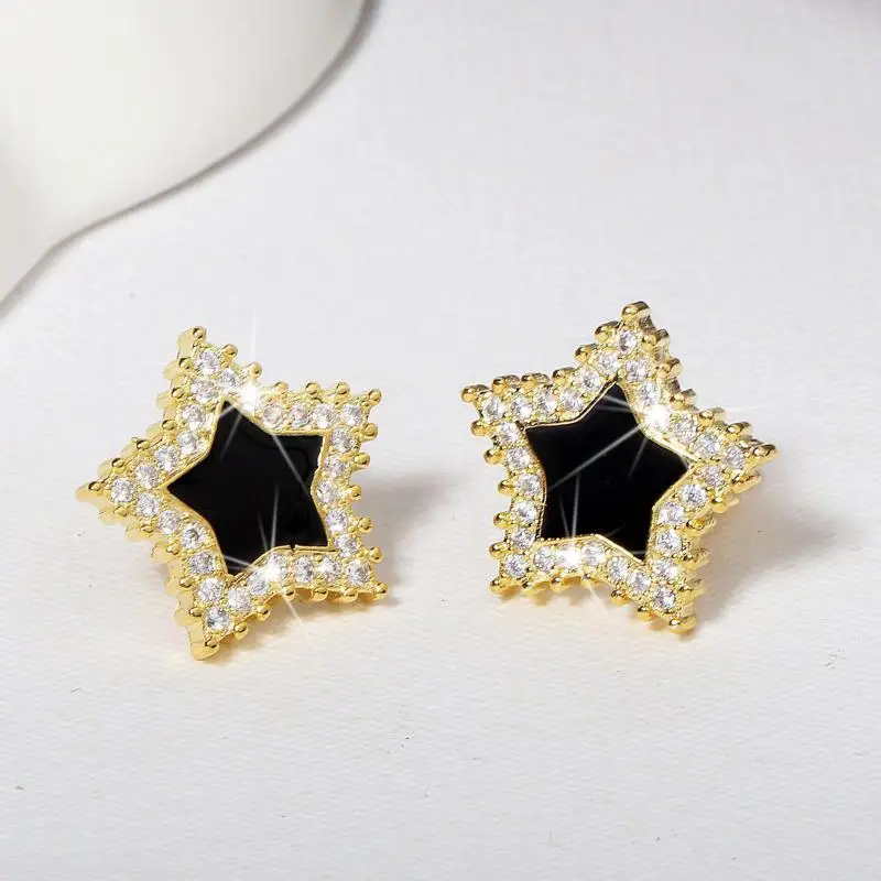 Ethnic Style Earrings For Sale Black Bow Triangle New Light Luxury Niche Versatile Temperament High-end Design Sense Earrings