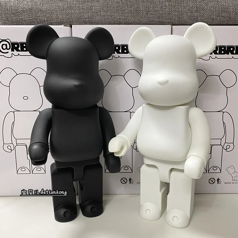 28cm High Quality Black White Bearbrick Diy Assembly 28cm Galaxy Painting Bear 3d Model Mini Brick Figure Toys