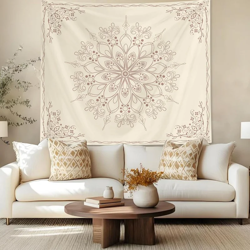 VIKAMA Floral Tapestry, Suitable For Bedroom Decoration, Wall-Mounted Design, Hippie Bohemian Art Decorative Item