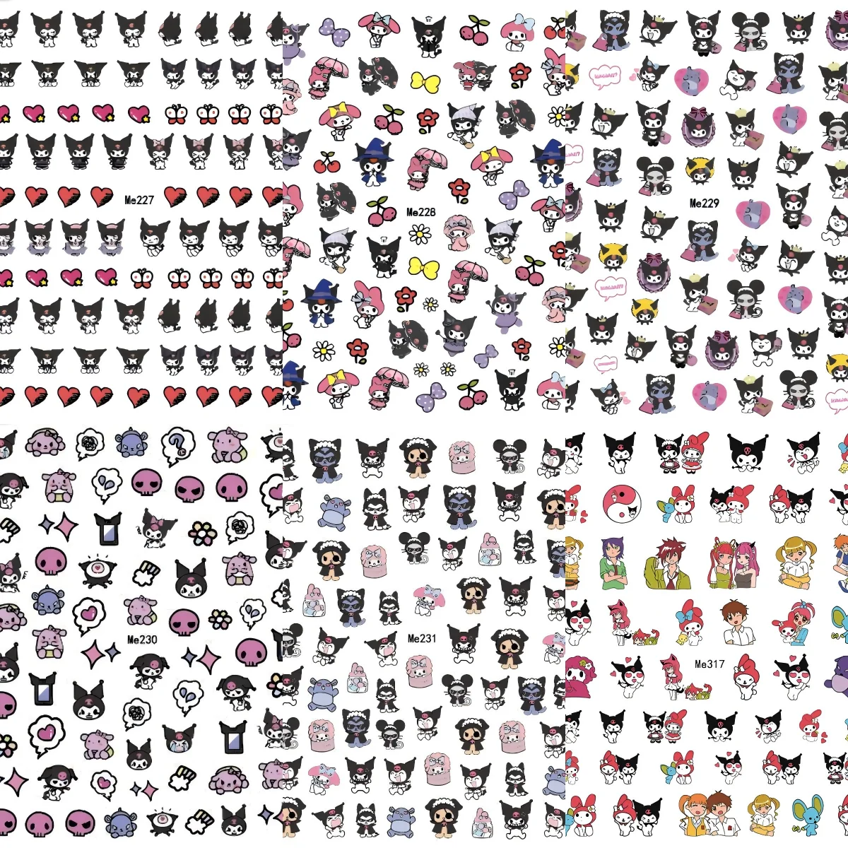 6 Stück Sanrio Anime Nagelaufkleber Cartoon Sanrio Hello Kitty Nageldekorationsaufkleber Niedliche Kulomi Aufkleber DIY für Maniküre – Detail 10