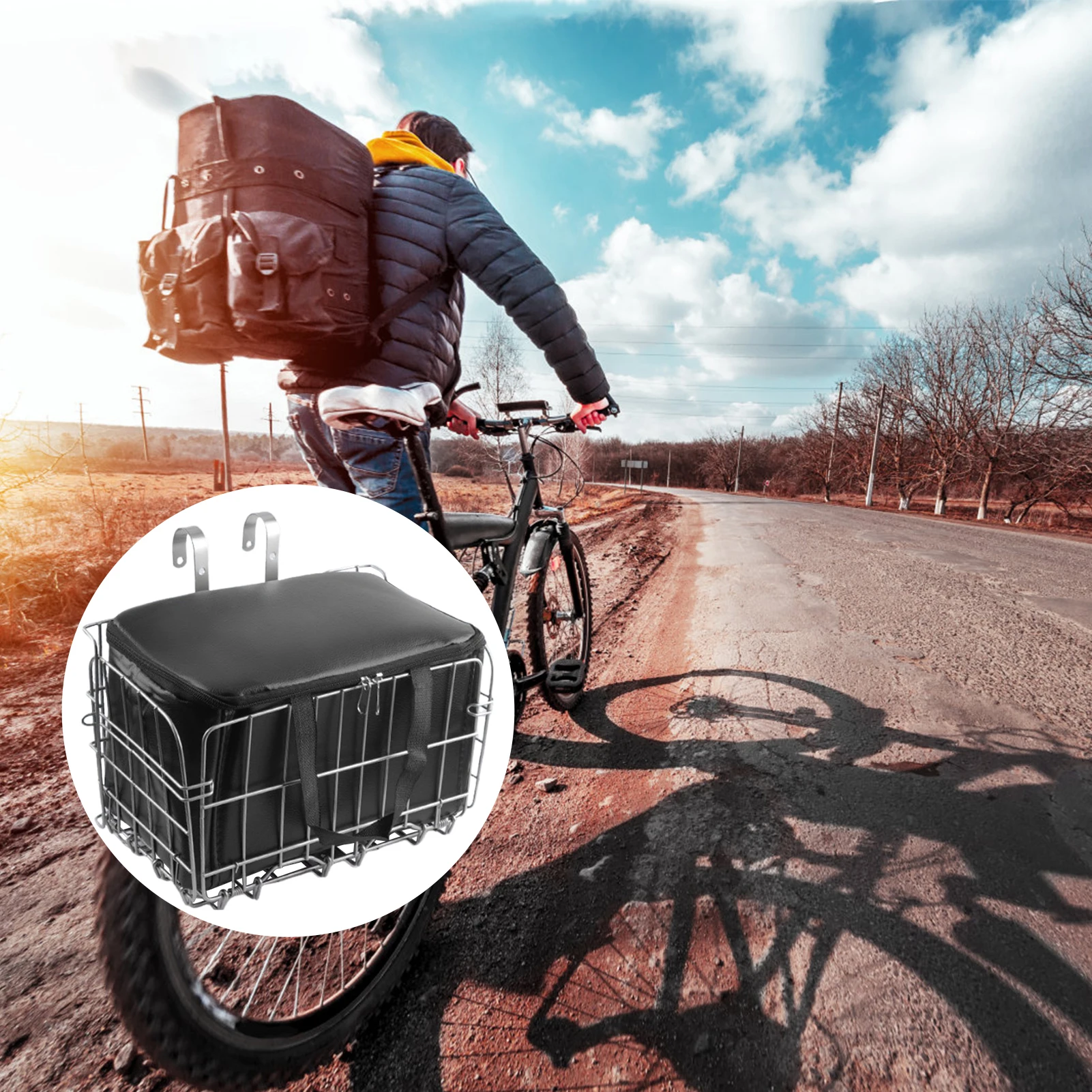 Front/Rear Bike Basket Bag Heavy Duty Metal Rear Bicycle Basket Bags Suitable for Carry Fruit & Grocery