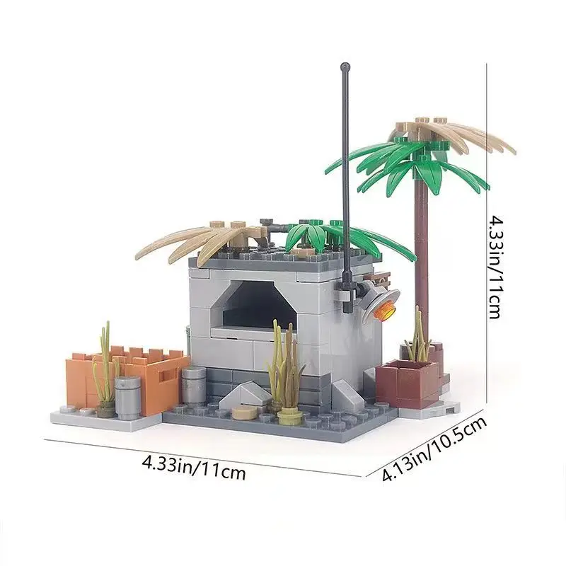 WW2 Esercito tedesco Fortezza Bunker Difesa da parete Base militare Blocchi di costruzione Compatibilità mini Figura Torre Scena Mattoni Giocattolo