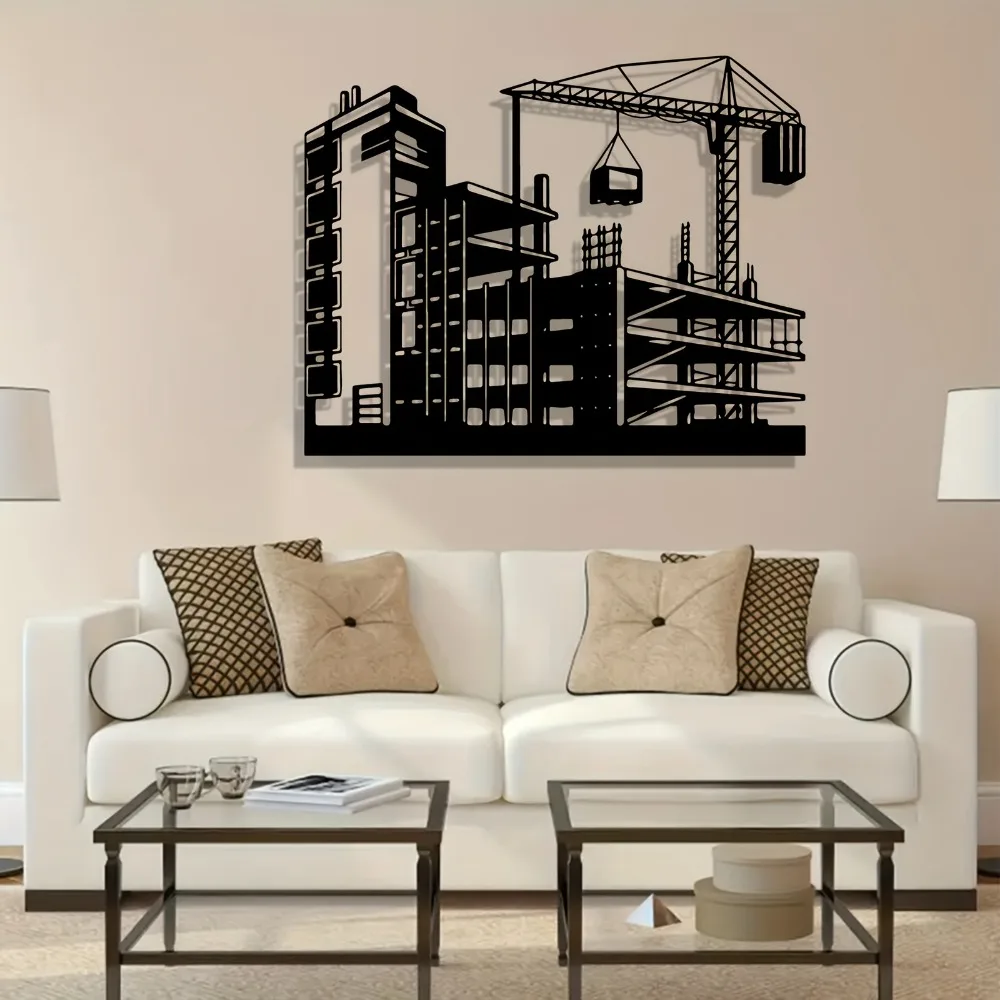 Modern Cityscape High Building Metal Wall Art - Architectural Skyline Mural for Home Office, Unique Gift for Engineers