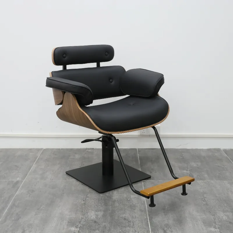Adjustable Height Barbershop Chair Durable Chrome Base Hydraulic Pump Shampoo Chair