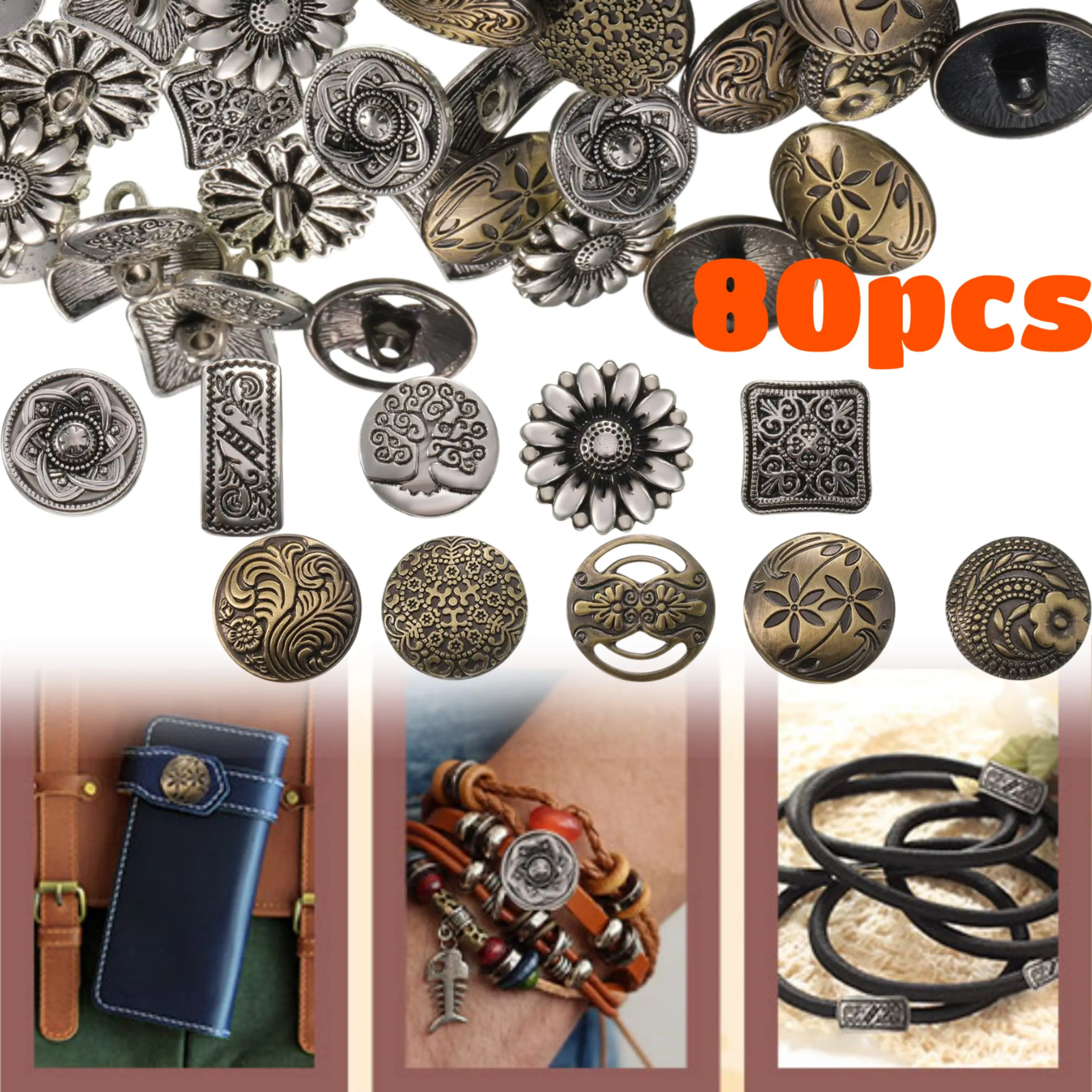 

80 vintage button up suits, exquisitely carved, suitable for shirts, jackets, backpacks, work pants, and handicrafts