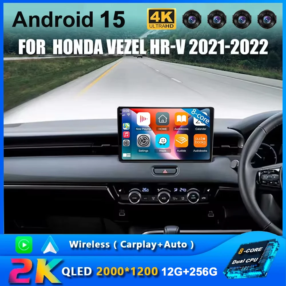 

Android 15 2din Car Radio For Honda Vezel HRV XRV WRV 2021-2023 Multimedia Video Player GPS Navigation 4G WIFI Wireless Carplay