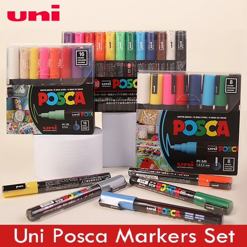 Nowy zestaw uni Posca PC-1M Marker akrylowy Plumones Colores Graffiti Malarstwo DIY Pióro do rysowania Plakat Sztuka Prezent urodzinowy Dzieci