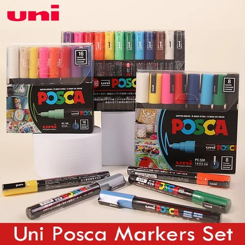 Nuevo Uni Posca PC-1M Set marcador acrílico Plumones Colores Graffiti pintura DIY dibujo pluma póster arte regalo de cumpleaños niños