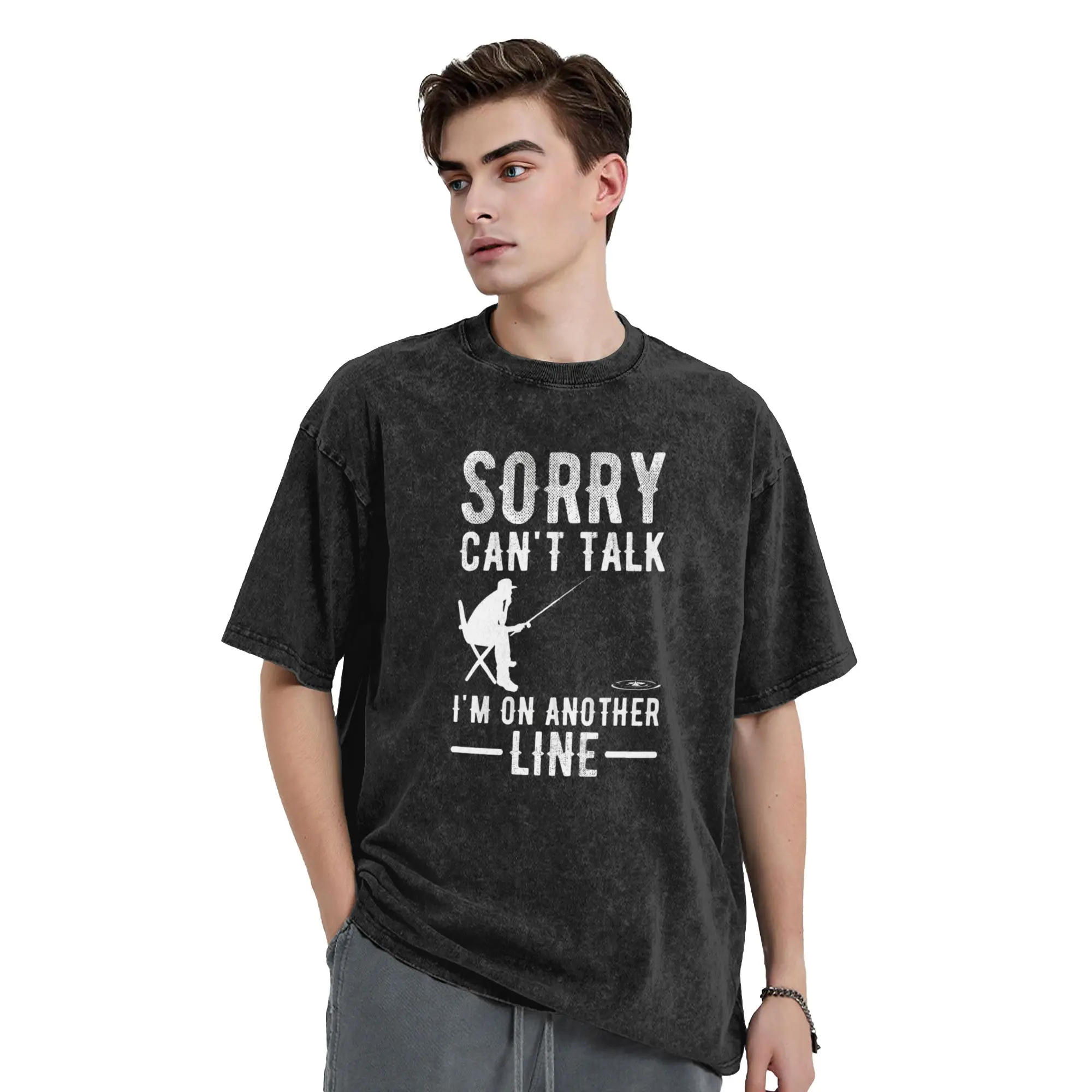 Sorry Can't Talk I'm On My Other Line T Shirts Men's  Pure Cotton Unique T-Shirt Crew Neck  Tees Short Sleeve Clothing Summer