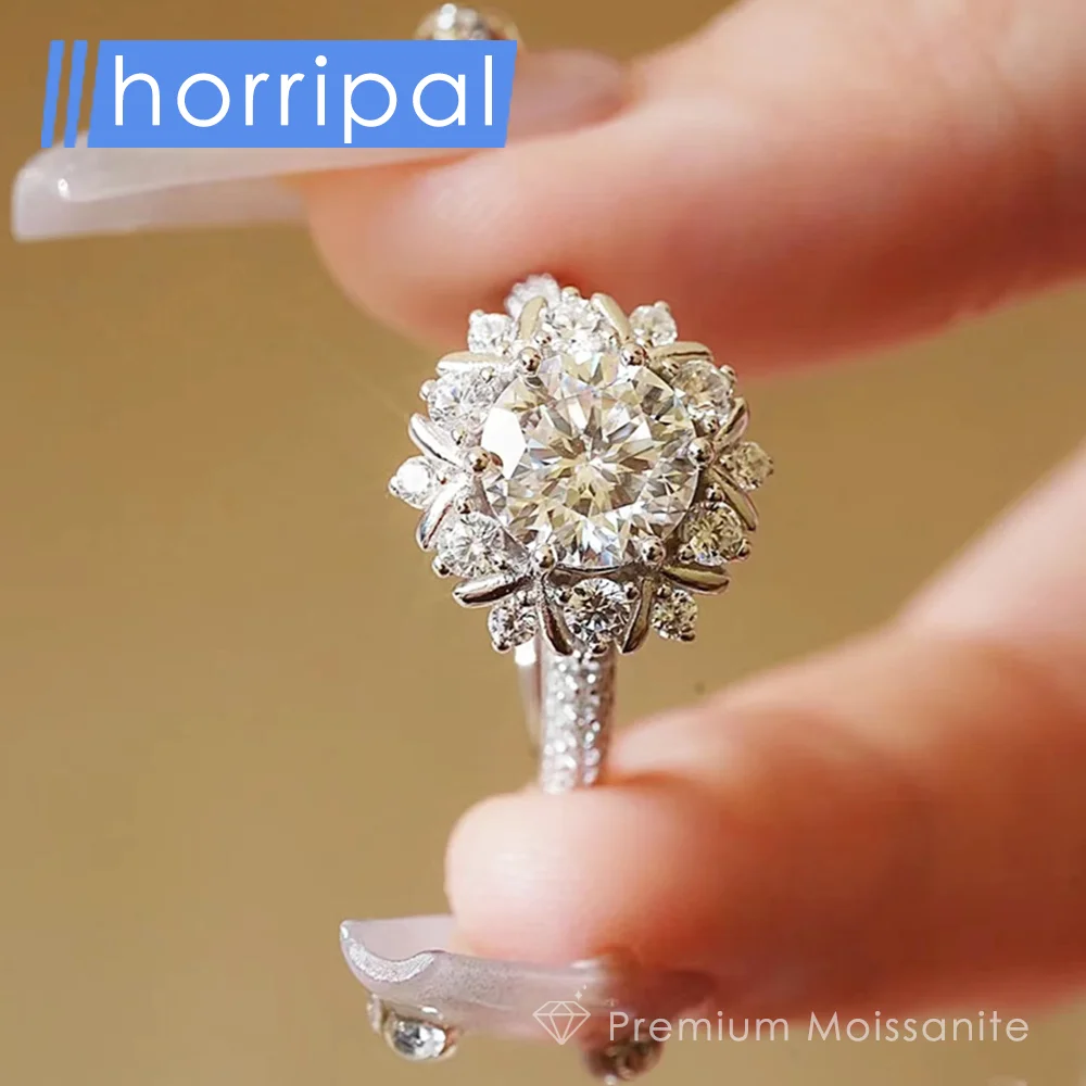 

Waterproof Pure Silver 925 Ring for Women 1ct D VVS1 Moissanite with GRA Certificate Engagement Wedding Band Party Jewelry Rings