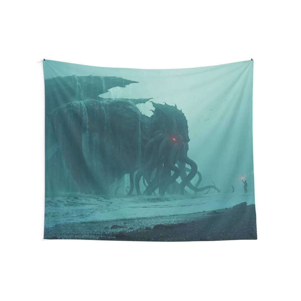 Cthulhu Awakens Painting Tapestry Funny Bed Room Decoration Wallpapers Home Decor Room Decoration Aesthetic Tapestry