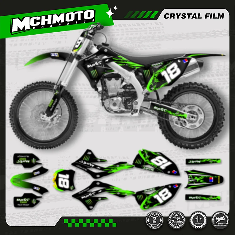 

MCHMFG MOTOR Custom Team мотоциклетные графические наклейки, комплект наклеек для KAWASAKI KXF450 2012 2013 2014 2015 KXF 450 002