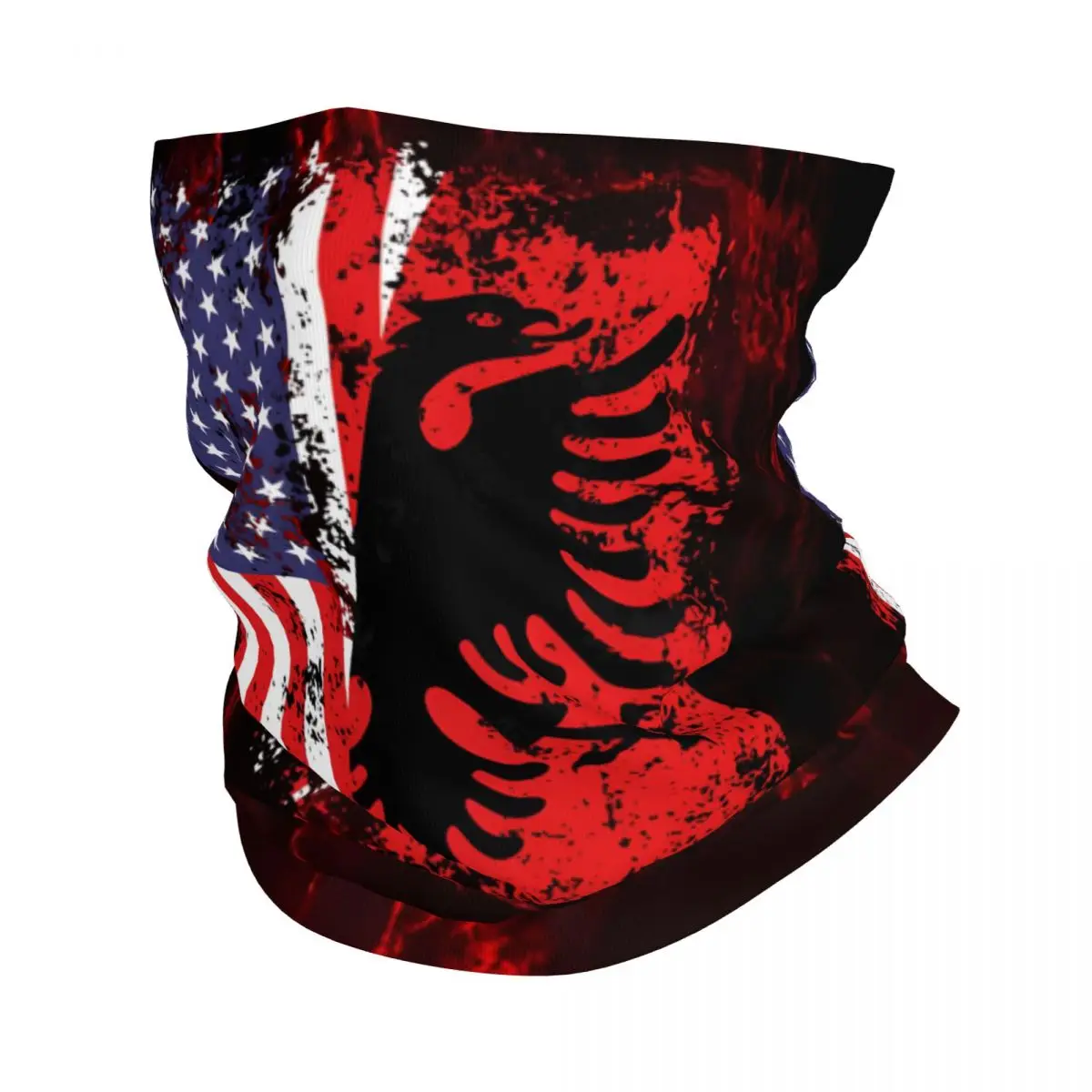 Patriotic Albanian Eagle Bandana Neck Cover Motocross Face Scarf Cycling Scarf Hiking Unisex Adult Winter